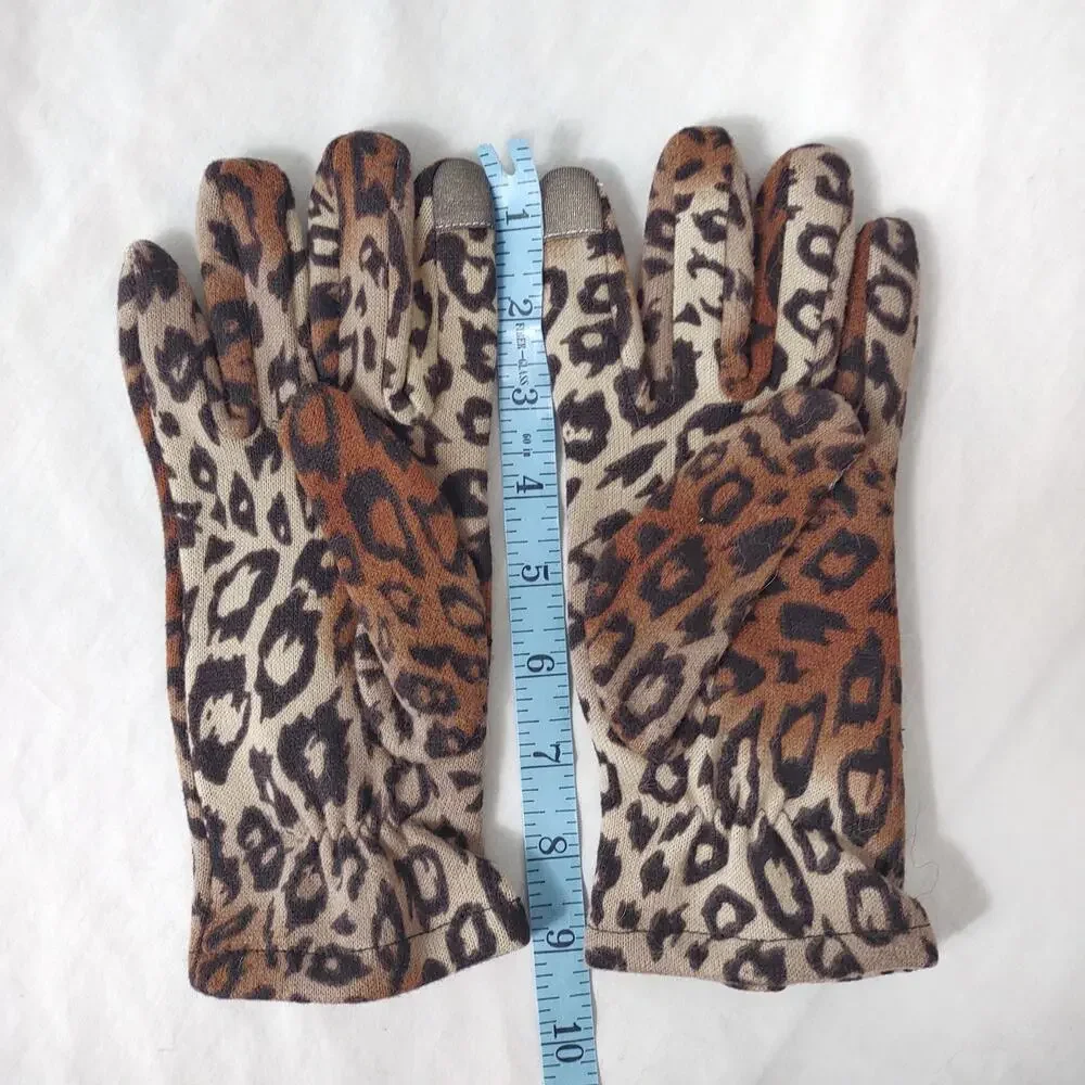 Animal Print Gloves Touch Screen Tech Fingers Size L Cheetah Print Unisex Zipper